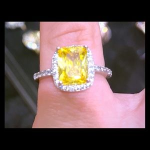 Citrine gemstone CZ Sterling Silver Ring